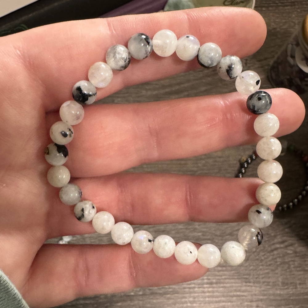 Flashy Moonstone White & Black Bracelet - Genuine Crystal - NWOT